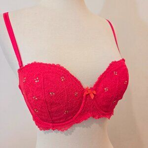 VS Dream Angels Hot Coral Pink Rhinestone Bra